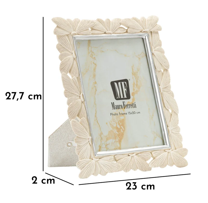 Cornice Butterfly 23x2x27,7 cm in Resina e Vetro Crema