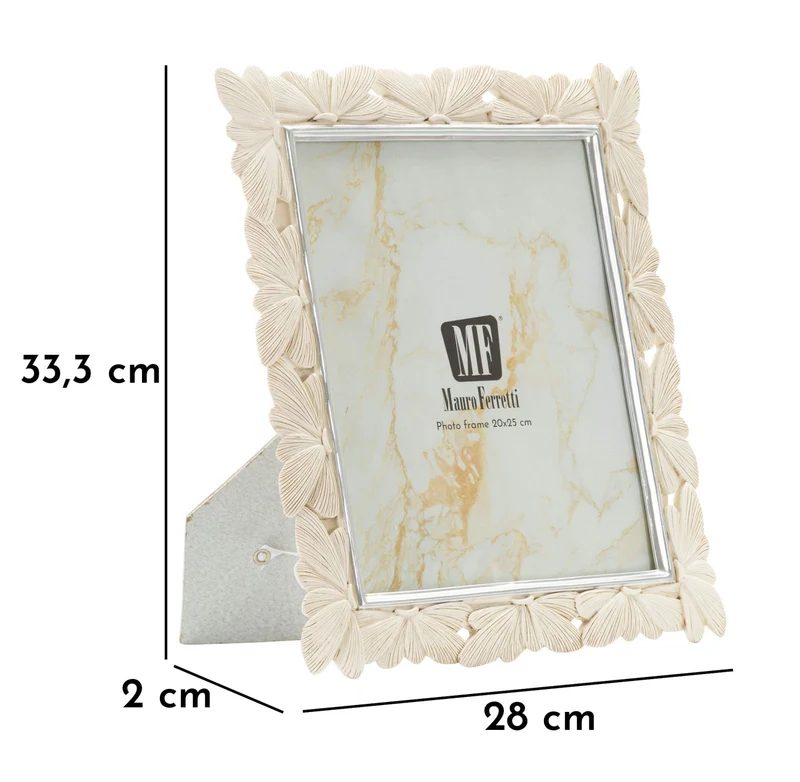 Cornice Butterfly 28x2x33,3 cm in Resina e Vetro Crema