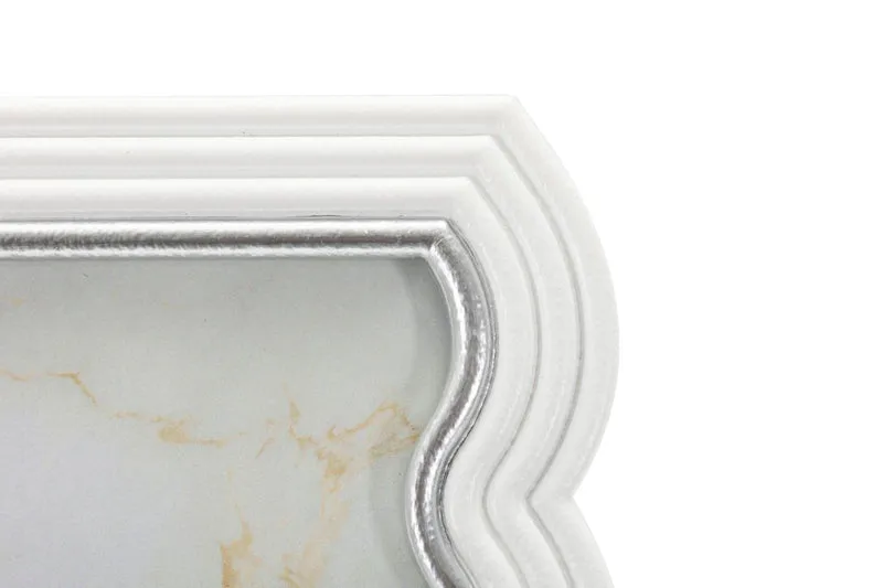 Cornice Curty 19,9x1,5x25,2 cm in Resina e Vetro Bianco e Argento
