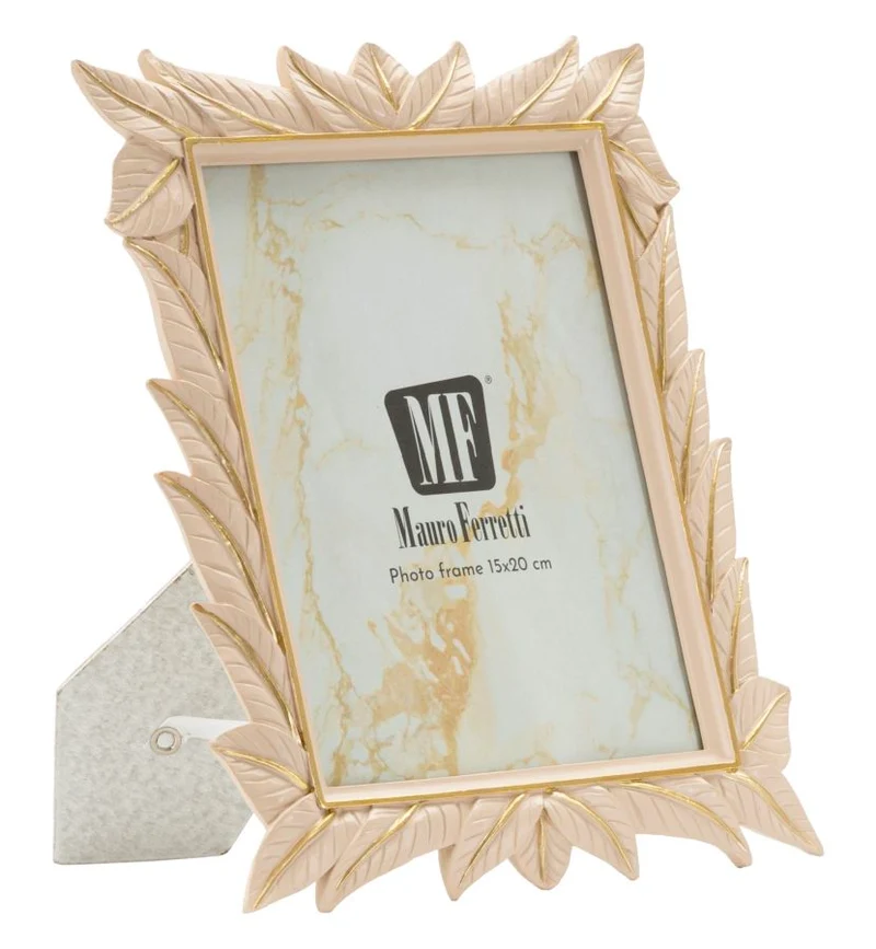 Cornice Leaffy 21,2x1,7x26,8 cm in Resina e Vetro Crema