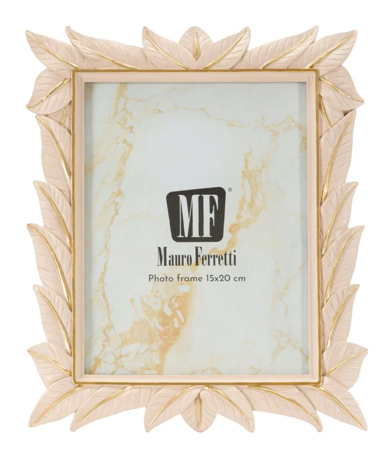 Cornice Leaffy 21,2x1,7x26,8 cm in Resina e Vetro Crema