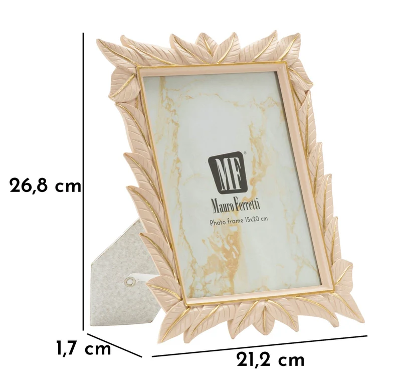 Cornice Leaffy 21,2x1,7x26,8 cm in Resina e Vetro Crema