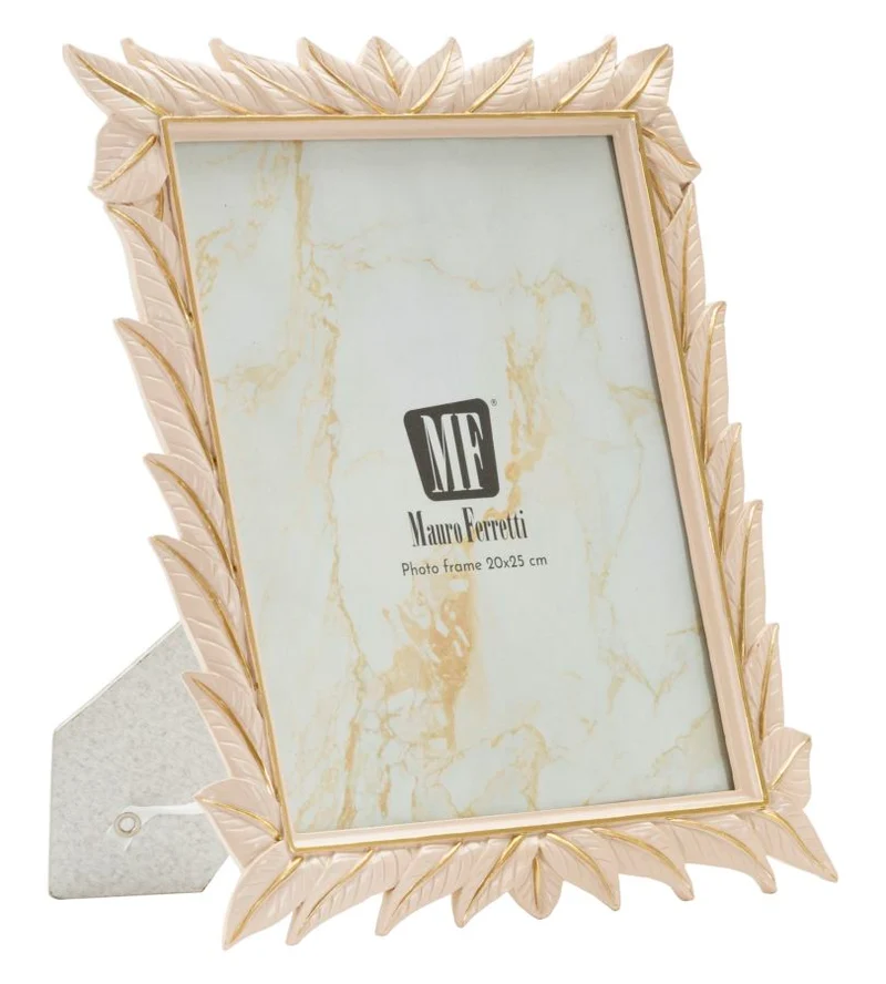 Cornice Leaffy 27x2x32,3 cm in Resina e Vetro Crema