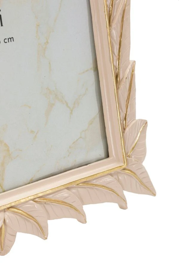 Cornice Leaffy 27x2x32,3 cm in Resina e Vetro Crema