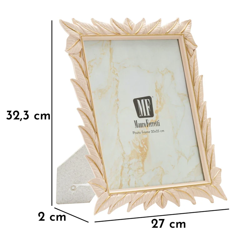 Cornice Leaffy 27x2x32,3 cm in Resina e Vetro Crema