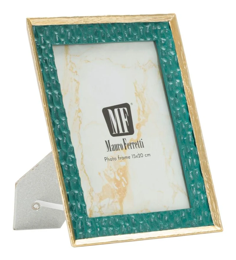 Cornice Grent 20,3x2x25,3 cm in Resina e Vetro Verde e Oro