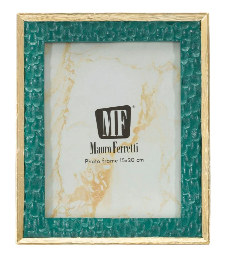 Cornice Grent 20,3x2x25,3 cm in Resina e Vetro Verde e Oro