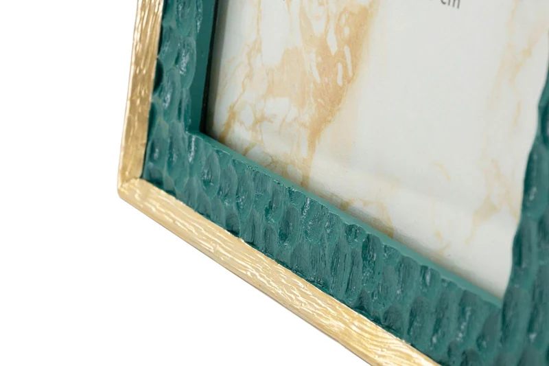Cornice Grent 20,3x2x25,3 cm in Resina e Vetro Verde e Oro