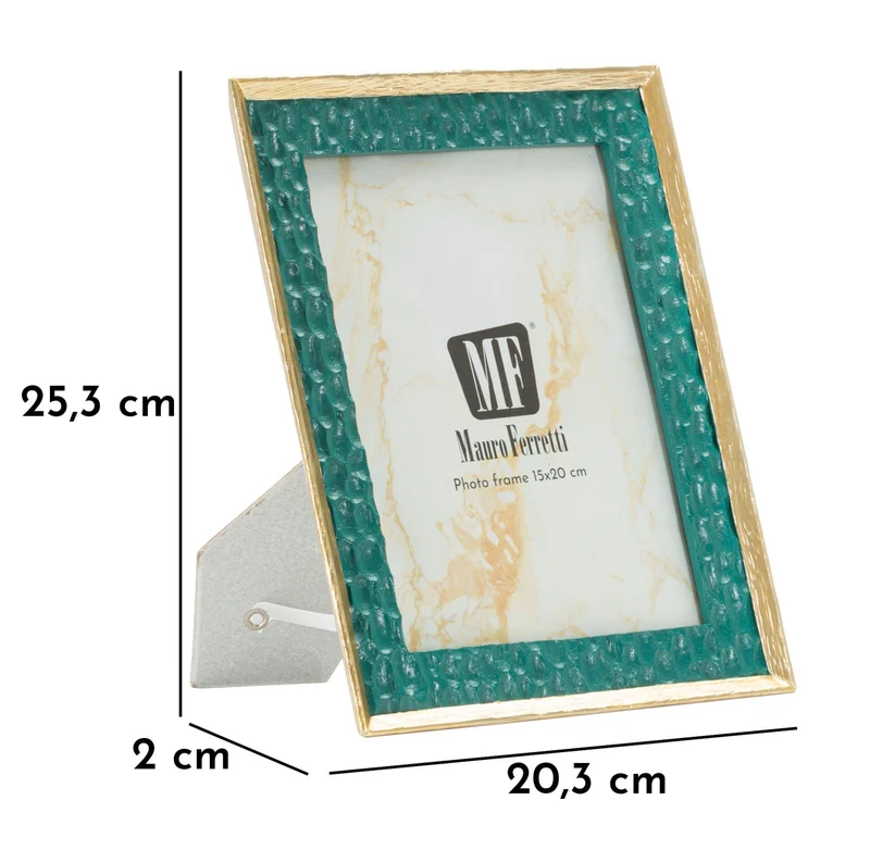 Cornice Grent 20,3x2x25,3 cm in Resina e Vetro Verde e Oro
