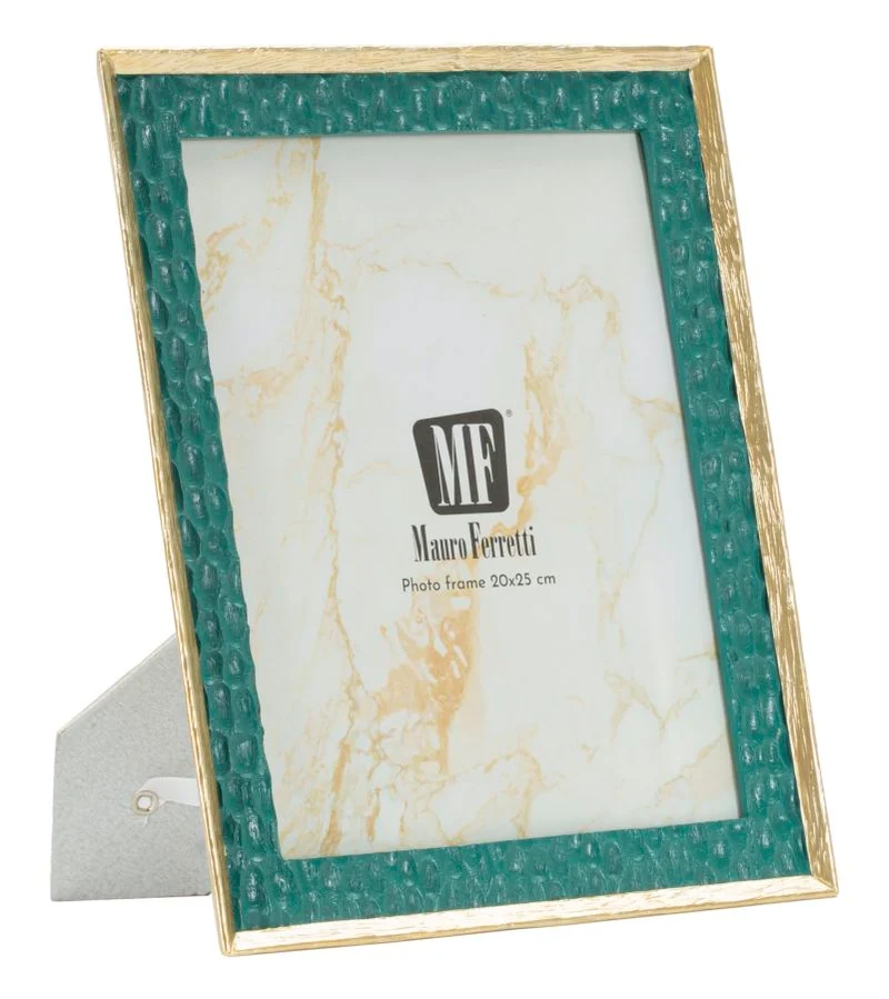 Cornice Grent 35,3x2x30,3 cm in Resina e Vetro Verde e Oro