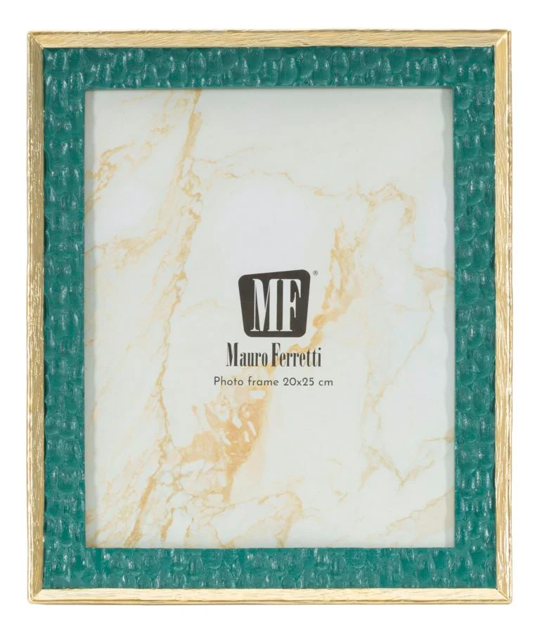 Cornice Grent 35,3x2x30,3 cm in Resina e Vetro Verde e Oro