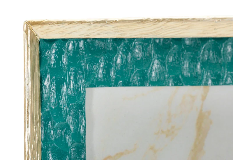 Cornice Grent 35,3x2x30,3 cm in Resina e Vetro Verde e Oro