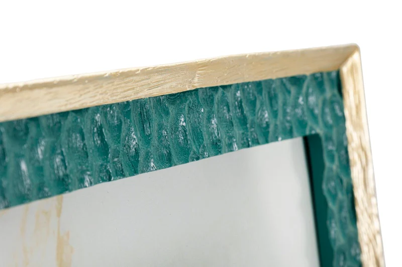 Cornice Grent 35,3x2x30,3 cm in Resina e Vetro Verde e Oro