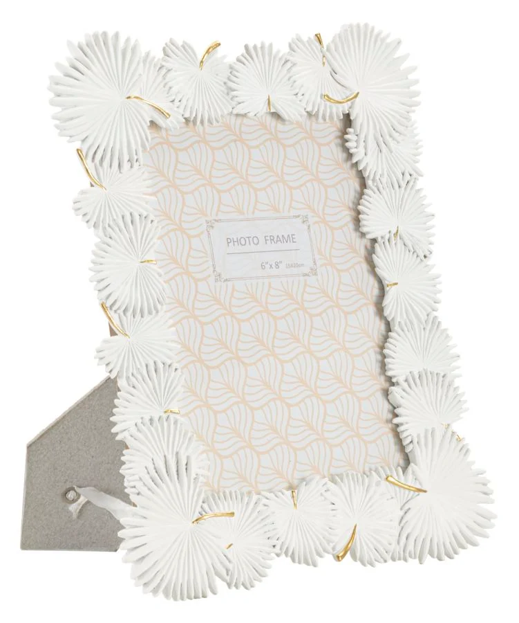 Cornice Palm Leaf 22,7x1,5x28 cm in Resina e Vetro Bianco