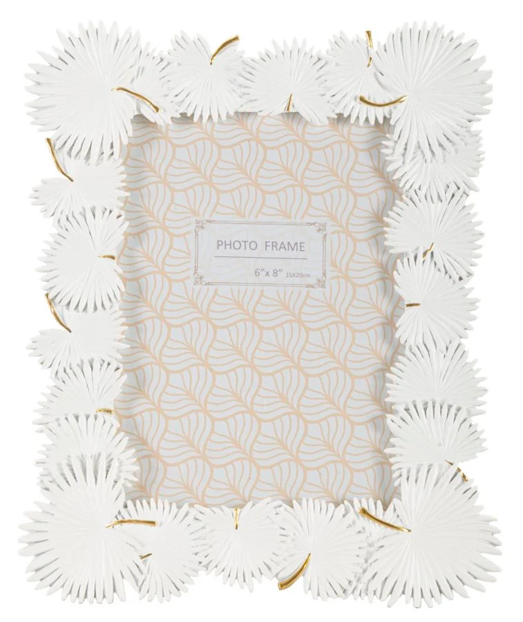 Cornice Palm Leaf 22,7x1,5x28 cm in Resina e Vetro Bianco