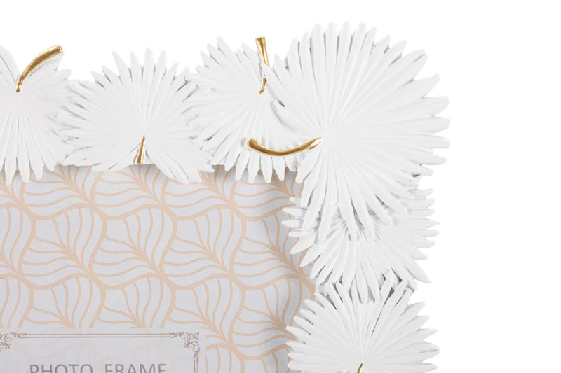 Cornice Palm Leaf 22,7x1,5x28 cm in Resina e Vetro Bianco