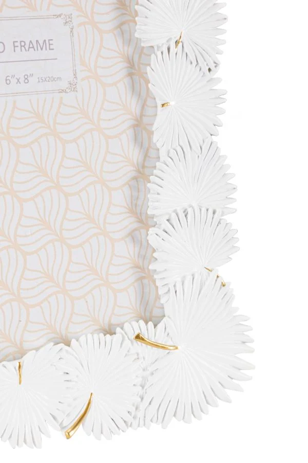 Cornice Palm Leaf 22,7x1,5x28 cm in Resina e Vetro Bianco