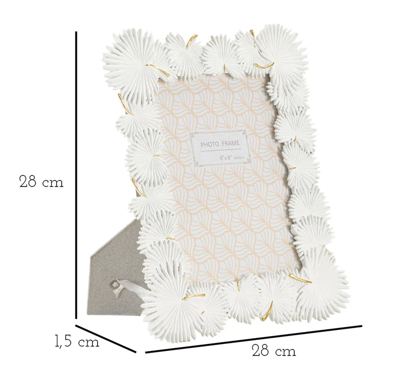 Cornice Palm Leaf 22,7x1,5x28 cm in Resina e Vetro Bianco