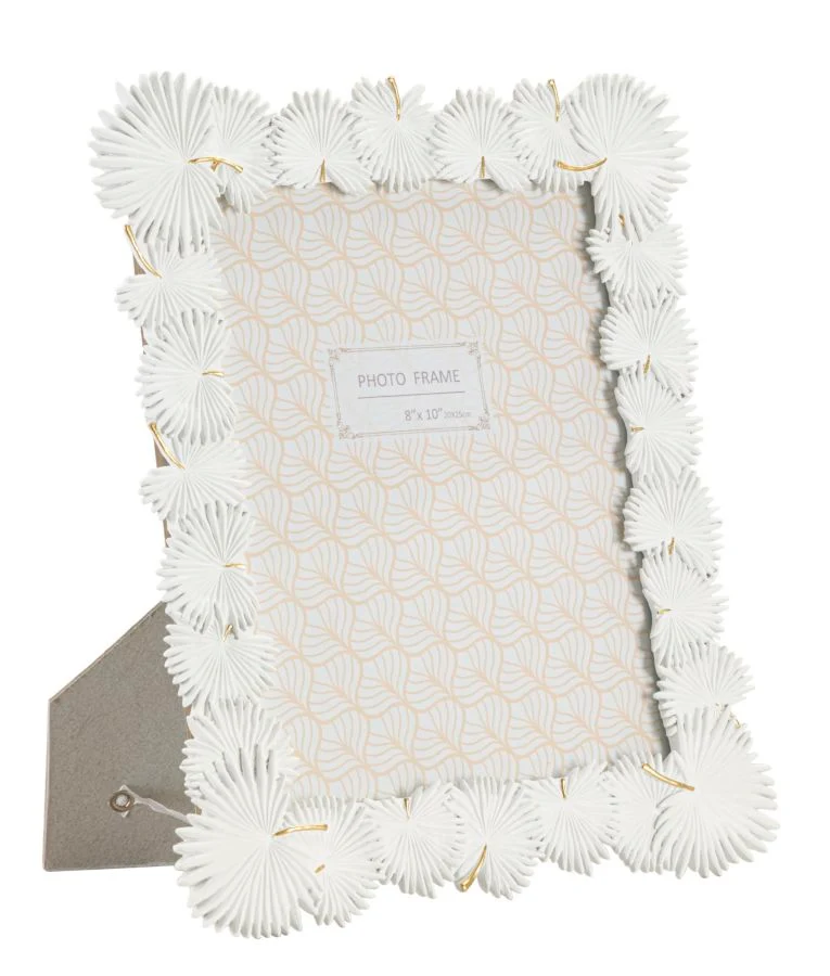 Cornice Palm Leaf 28,5x1,7x33 cm in Resina e Vetro Bianco