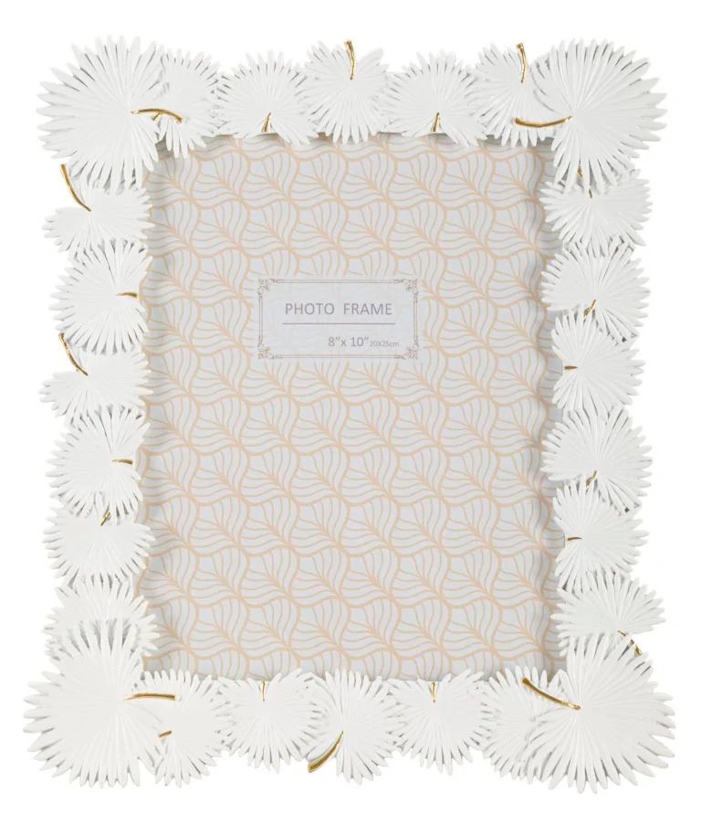 Cornice Palm Leaf 28,5x1,7x33 cm in Resina e Vetro Bianco