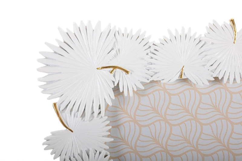 Cornice Palm Leaf 28,5x1,7x33 cm in Resina e Vetro Bianco