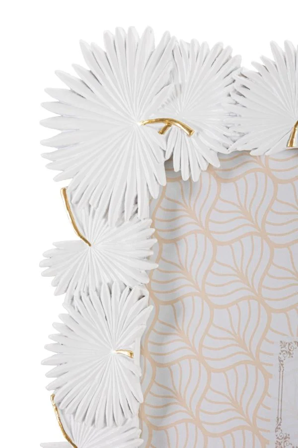 Cornice Palm Leaf 28,5x1,7x33 cm in Resina e Vetro Bianco