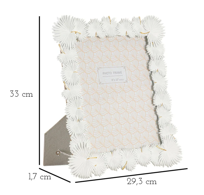 Cornice Palm Leaf 28,5x1,7x33 cm in Resina e Vetro Bianco