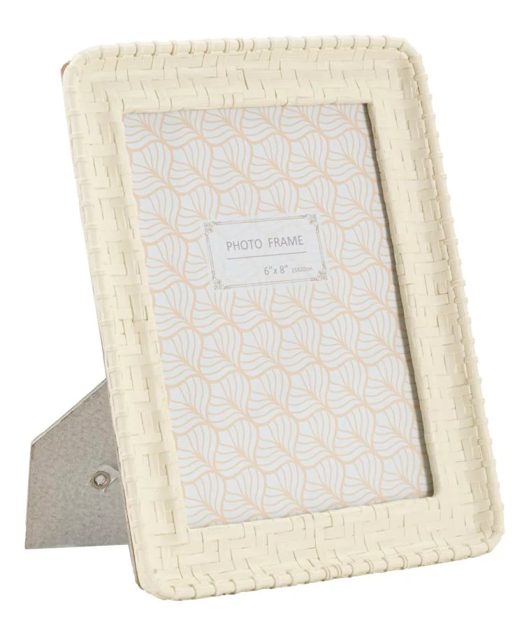 Cornice Bamboo Style 20,5x2x25,5 cm in Resina e Vetro Crema