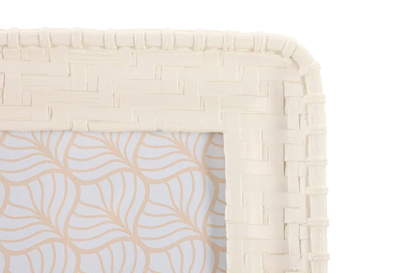 Cornice Bamboo Style 20,5x2x25,5 cm in Resina e Vetro Crema