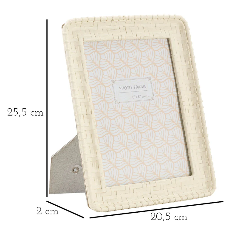 Cornice Bamboo Style 20,5x2x25,5 cm in Resina e Vetro Crema
