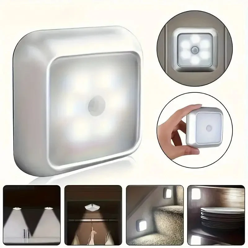 AuroraGlow – Draadloos 6-LED nachtlicht met bewegingssensor voor trap en kast