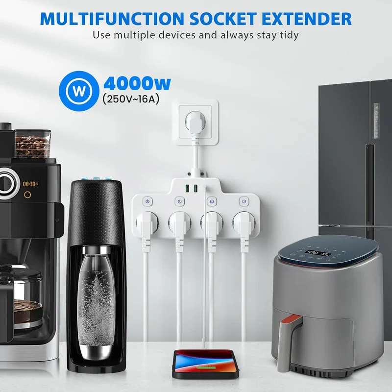 Voltura – Draaibare stekkerdoos met USB-A & USB-C – Wandmontage