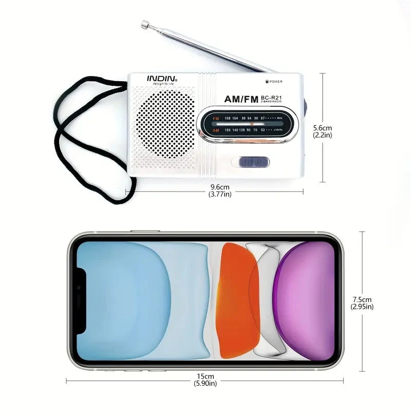 SoundWay Draagbare AM/FM Radio – Stereo Speaker & Koptelefoonaansluiting