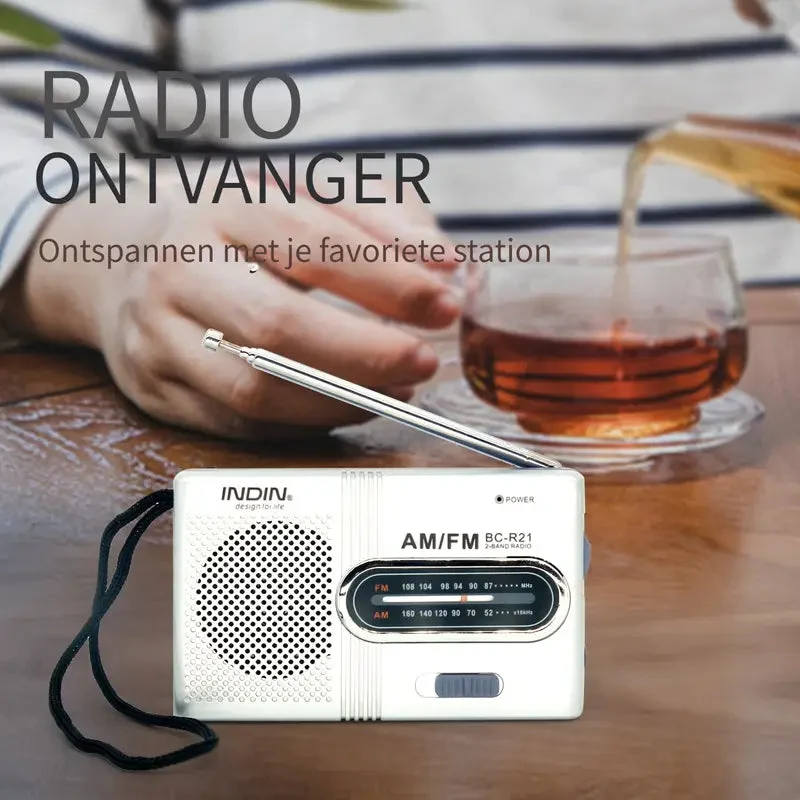 SoundWay Draagbare AM/FM Radio – Stereo Speaker & Koptelefoonaansluiting