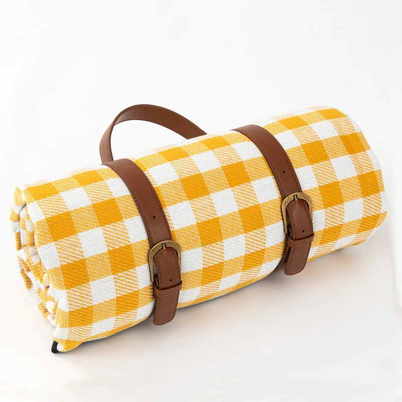 Compact Foldable Waterproof Picnic Blanket in Checkered Pattern