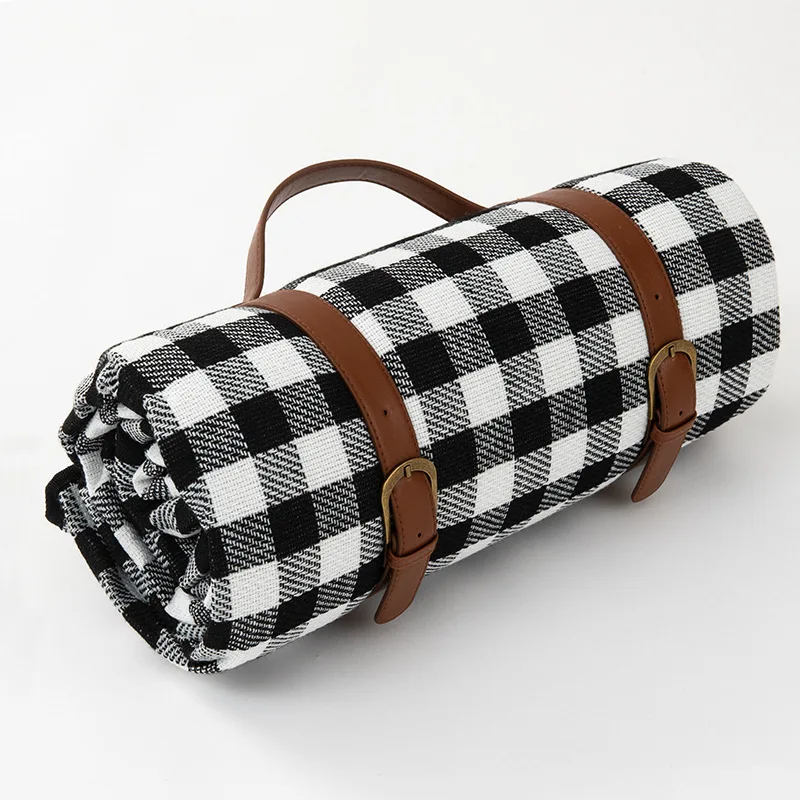 Compact Foldable Waterproof Picnic Blanket in Checkered Pattern