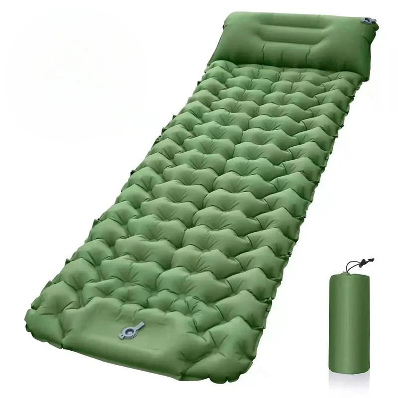 Opblaasbaar Kampeermatras met Voetpomp en Kussen – Licht & Waterdicht