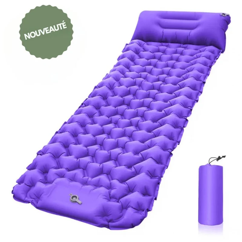 Opblaasbaar Kampeermatras met Voetpomp en Kussen – Licht & Waterdicht