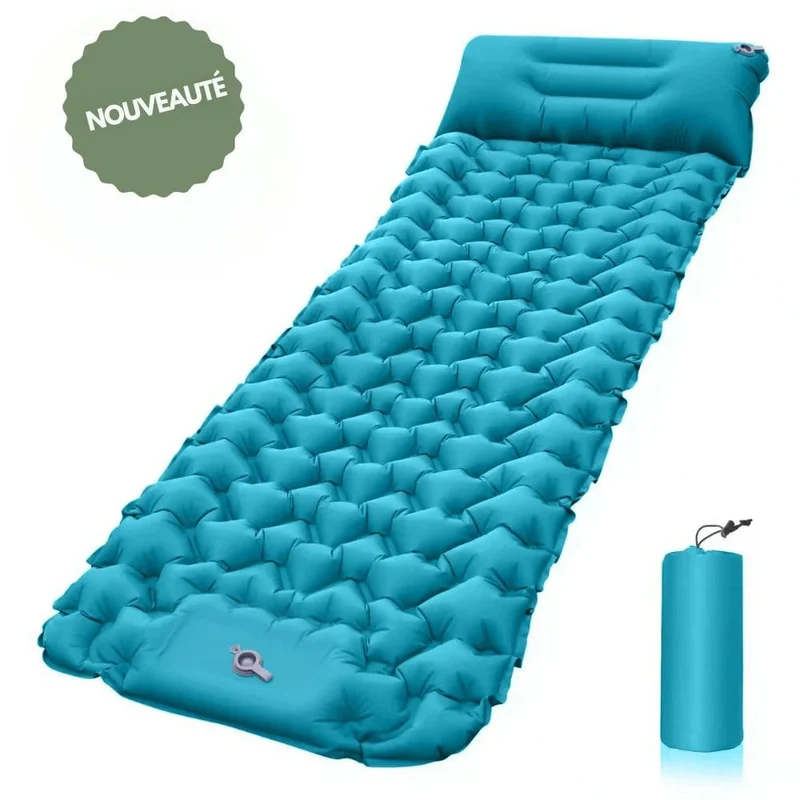 Opblaasbaar Kampeermatras met Voetpomp en Kussen – Licht & Waterdicht