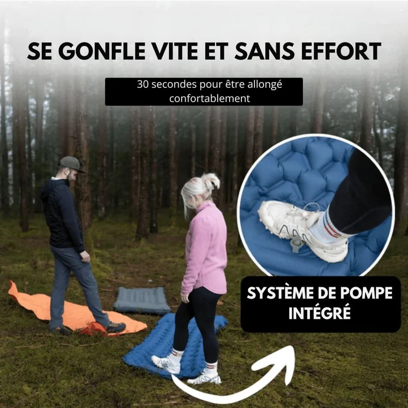 Opblaasbaar Kampeermatras met Voetpomp en Kussen – Licht & Waterdicht
