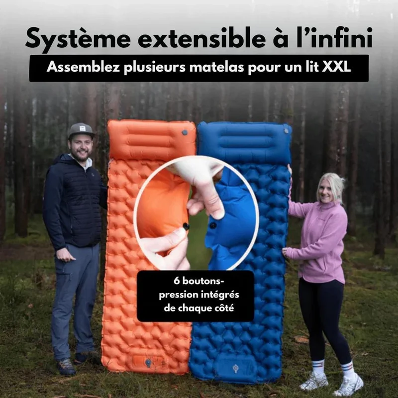 Opblaasbaar Kampeermatras met Voetpomp en Kussen – Licht & Waterdicht