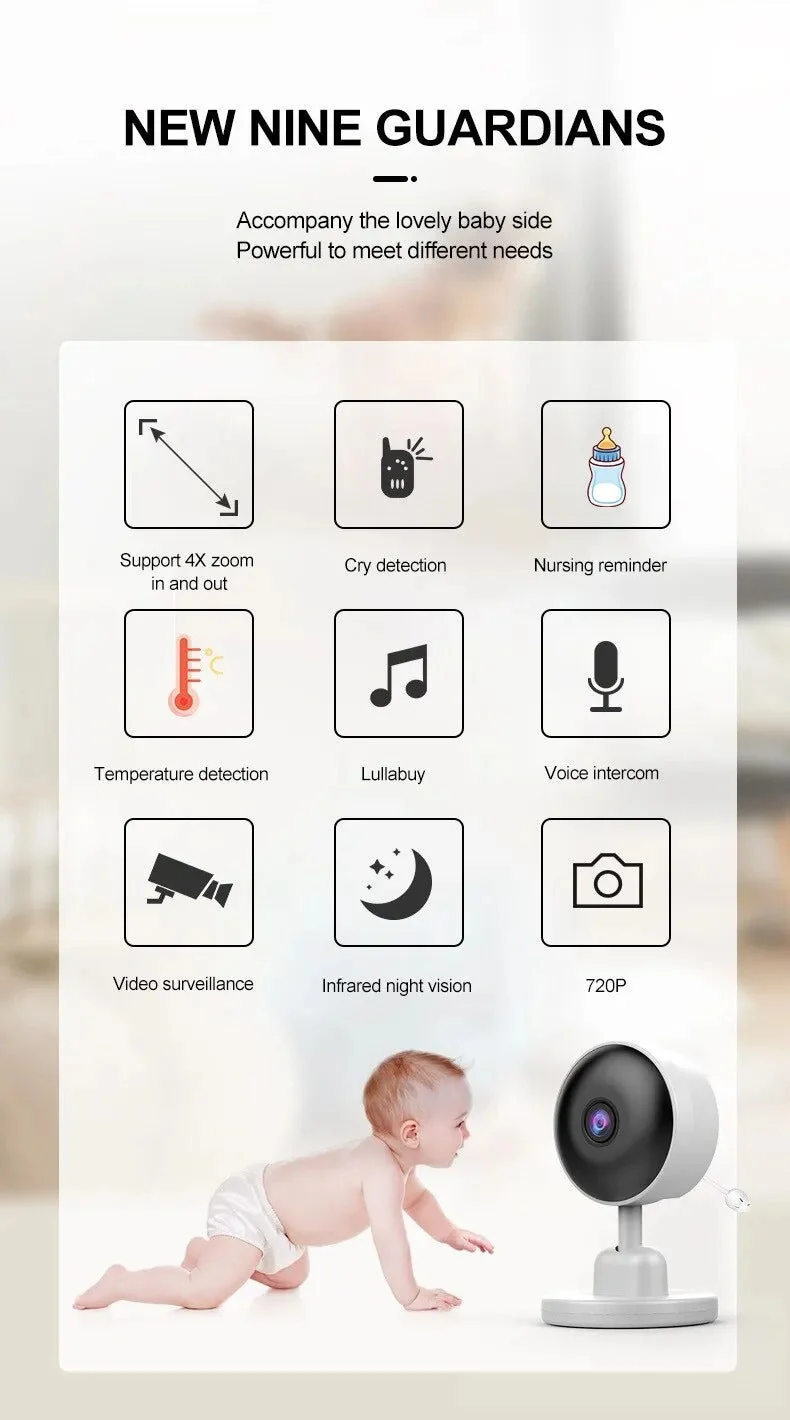 Nuvia – Babyfoon met camera & nachtzicht – Huil- & temperatuuralarm
