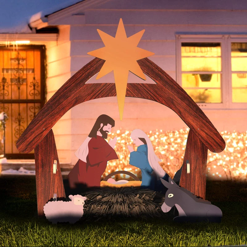 Crèche de Noël Lumineuse Extérieure - Décoration Festive