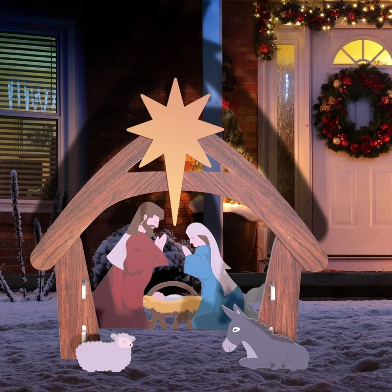 Crèche de Noël Lumineuse Extérieure - Décoration Festive