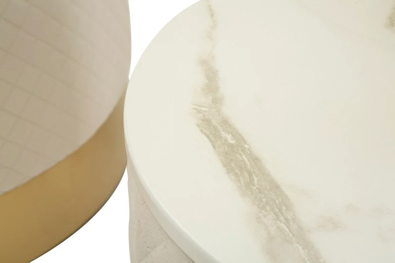Set 3 Pezzi Pouf con Contenitore Shop Ø60x80 cm - Ø50x60 cm - Ø40x40 cm in Pino e MDF e Metallo