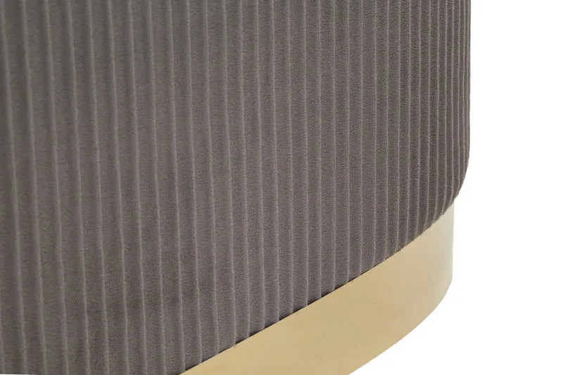 Panca con Contenitore e Sgabelli Shopy Grigia Set 3 Pz 80x37x42 cm - Ø29x35 cm in Ferro e MDF e Spugna e Poliestere Grigio e Oro