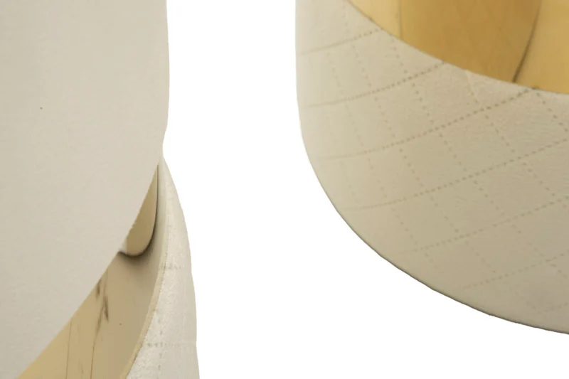 Puff con Contenitore Sheffild Crema Set 2 Pz Ø37x42 cm - Ø28x35 cm in Ferro e MDF e Spugna e Poliestere Crema e Oro