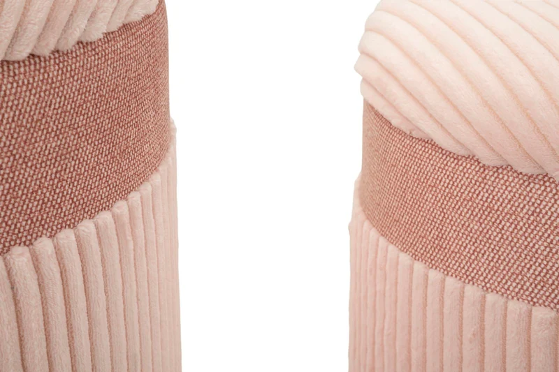 Puff con Contenitore Cortina Rosa Set 3 Pz Ø40,5x49,5 cm - Ø35x42 cm - Ø31x38 cm in MDF e Spugna e Poliestere Rosa
