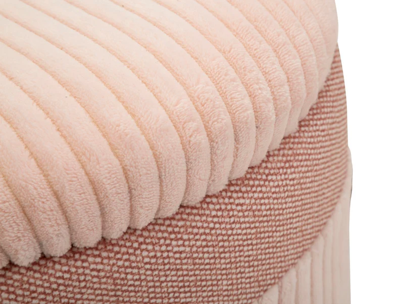 Puff con Contenitore Cortina Rosa Set 3 Pz Ø40,5x49,5 cm - Ø35x42 cm - Ø31x38 cm in MDF e Spugna e Poliestere Rosa