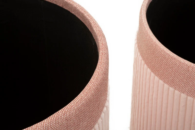 Puff con Contenitore Cortina Rosa Set 3 Pz Ø40,5x49,5 cm - Ø35x42 cm - Ø31x38 cm in MDF e Spugna e Poliestere Rosa